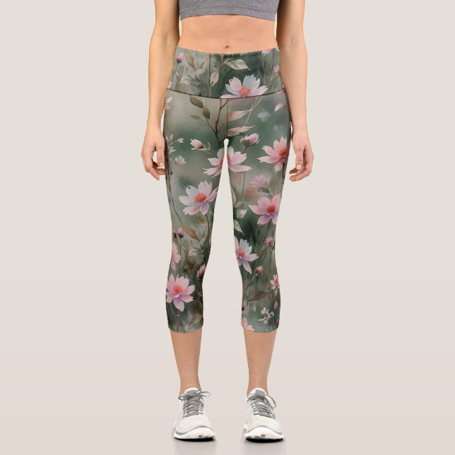 Pretty Wildflowers Capri Leggings (Front)