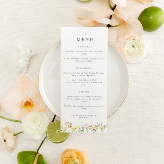 Pretty Wildflowers Cottagecore Wedding Menu (Creator Uploaded)