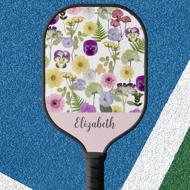 Pretty wildflowers feminine style gift for mum pickleball paddle (Creator Uploaded)