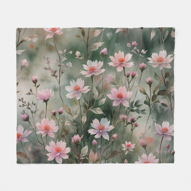 Pretty Wildflowers Fleece Blanket (Front (Horizontal))