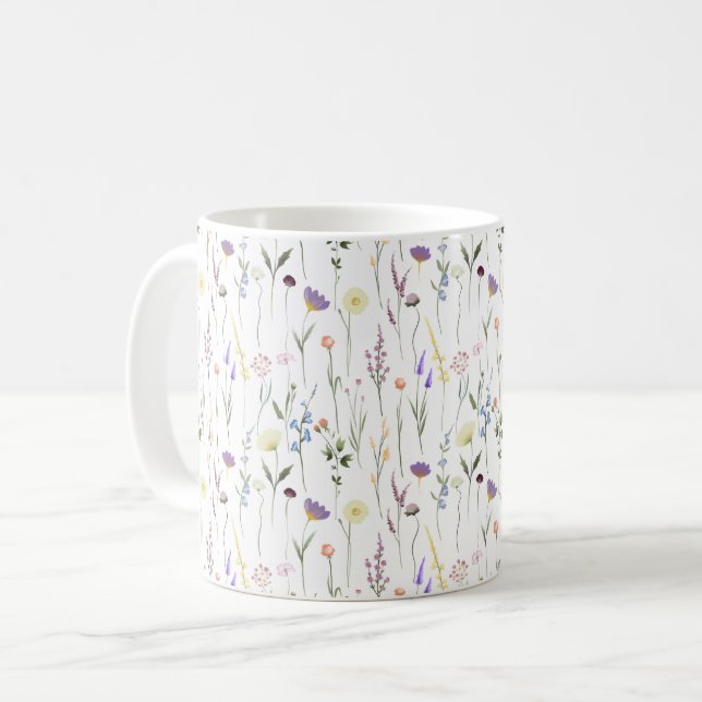 Pretty Wildflowers Floral Pattern Coffee Mug (Front Left)