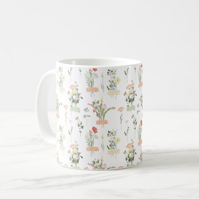 Pretty Wildflowers Floral Pattern Coffee Mug (Front Left)