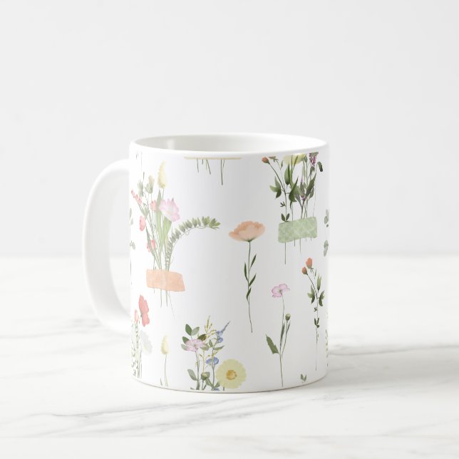 Pretty Wildflowers Floral Pattern Coffee Mug (Front Left)