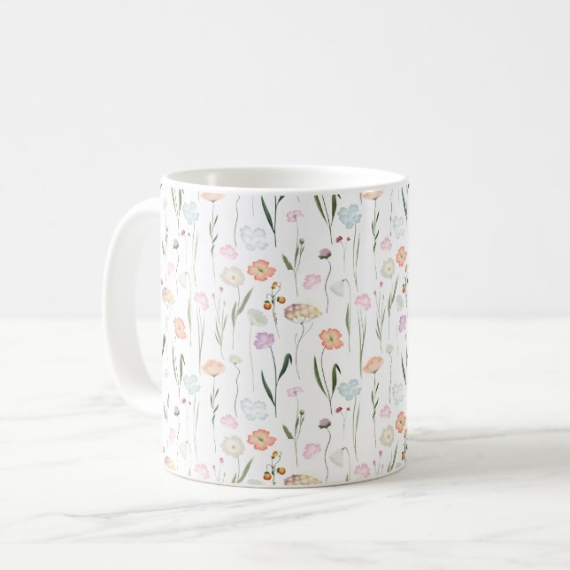 Pretty Wildflowers Floral Pattern Coffee Mug (Front Left)