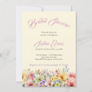Pretty Wildflowers Garden Yellow Bridal Shower Invitation