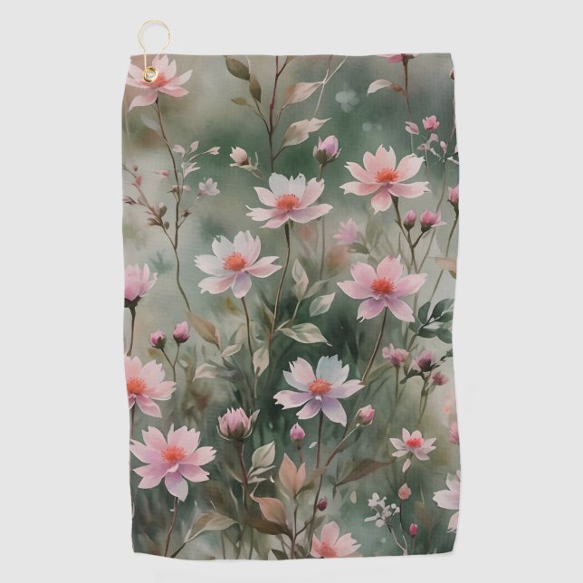 Pretty Wildflowers Golf Towel (Front)