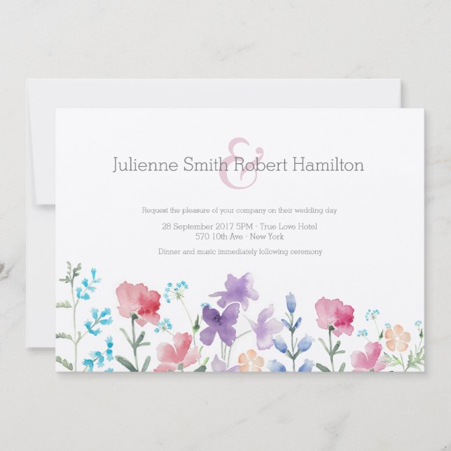 Pretty Wildflowers | Rustic Wedding Invitations (Front)