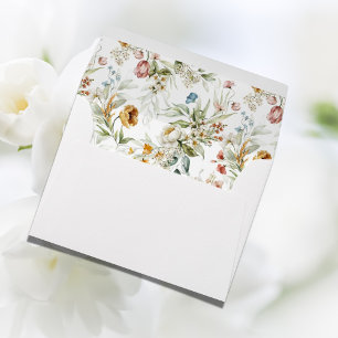 Pretty Wildflowers Watercolors Modern Envelope