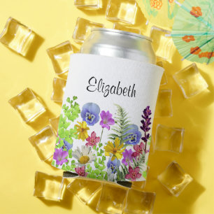 Pretty wildflowers with custom name womens can cooler