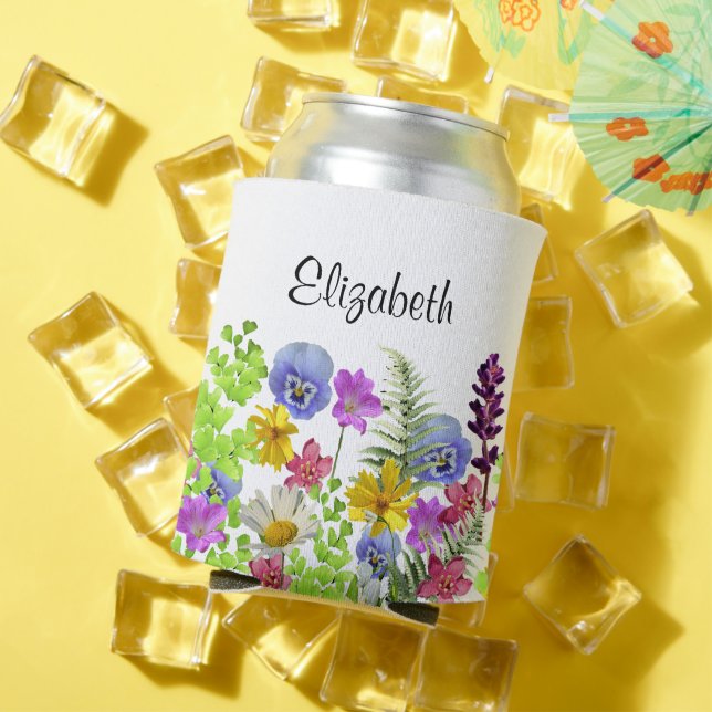 Pretty wildflowers with custom name womens can cooler (In Situ Summer)