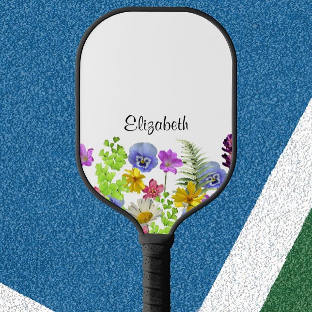 Pretty wildflowers with custom name womens pickleball paddle (Creator Uploaded)