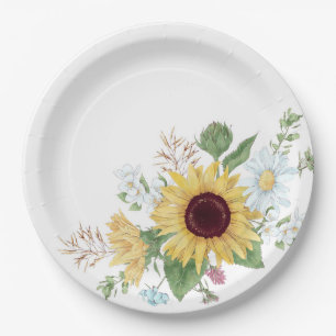 Pretty Wildflowers with Sunflower and Daisy Paper Plate