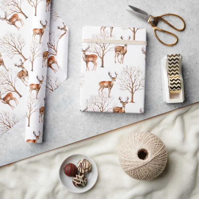 Pretty Wildlife Deer Scenery Gift Wrapping Paper (Crafts)
