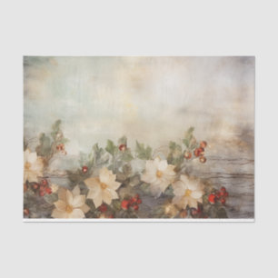 Pretty Winter Flowers and Berries Christmas Tissue Paper