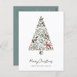 Pretty Winter Foliage Christmas Tree | Little Deer Holiday Postcard<br><div class="desc">This beautful,  elegant Christmas holiday postcard features a Christmas tree designed out of winter foliage,  berries,  and a cute little deer. Easy to personalise and there are more text templates on the back for further personalisation. The background and text colours can be easily customised,  if desired.</div>