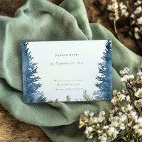 Pretty winter pine trees green wedding rsvp