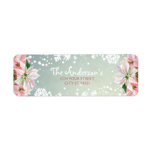 Pretty Winter Poinsettia Address Labels