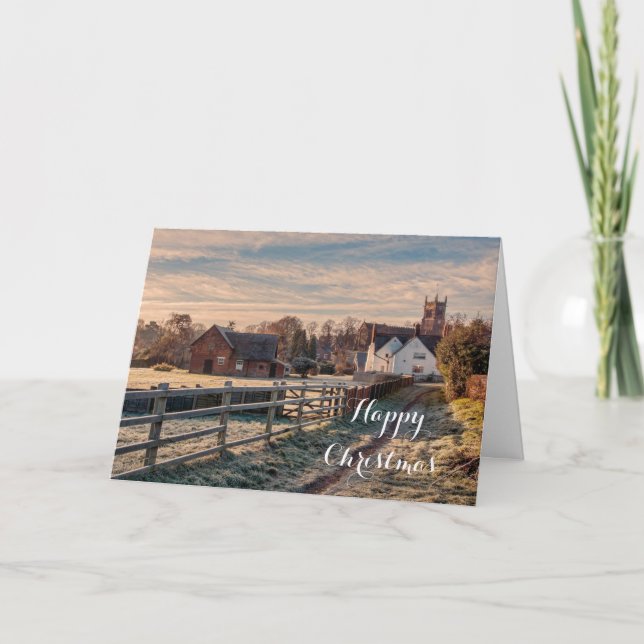 Pretty Winter Rural Country Scene Holiday Card (Front)
