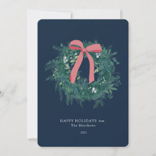 Pretty Winter Wreath Family Holiday Card