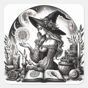 Pretty Witch Apothecary Magical Spells Square Sticker