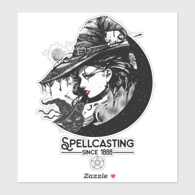 Pretty Witch & Black Cat Wiccan Wicca Spellcasting (Sheet)