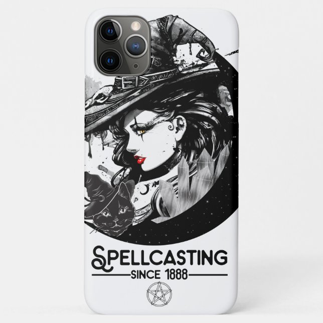 Pretty Witch & Black Cat Wiccan Wicca Spellcasting Case-Mate iPhone Case (Back)