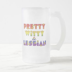 Pretty Witty Lesbian Frosted Glass Beer Mug