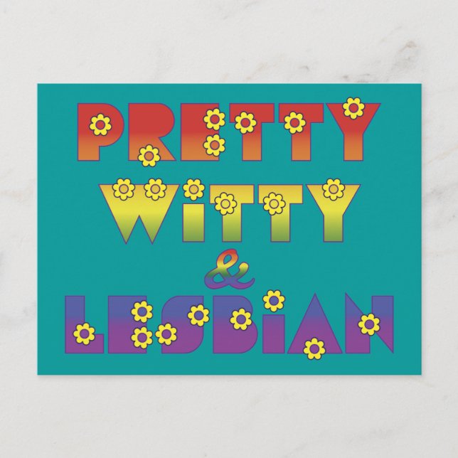 Pretty Witty Lesbian Postcard (Front)