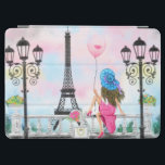 Pretty Woman and Pink Heart Balloon - I Love Paris iPad Air Cover<br><div class="desc">Pretty Woman and Pink Heart Balloon - I Love Paris - Eiffel Tower Romantic Drawing - Choose / Add Your Unique Text / Font / Colour - Make Your Special Gift - Resize and move or remove and add elements - Image / text with customisation tool ! - Drawing and...</div>