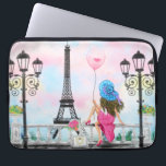 Pretty Woman and Pink Heart Balloon - I Love Paris Laptop Sleeve<br><div class="desc">Pretty Woman and Pink Heart Balloon - I Love Paris - Eiffel Tower Romantic Drawing - Choose / Add Your Unique Text / Font / Colour - Make Your Special Gift - Resize and move or remove and add elements - Image / text with customisation tool ! - Drawing and...</div>