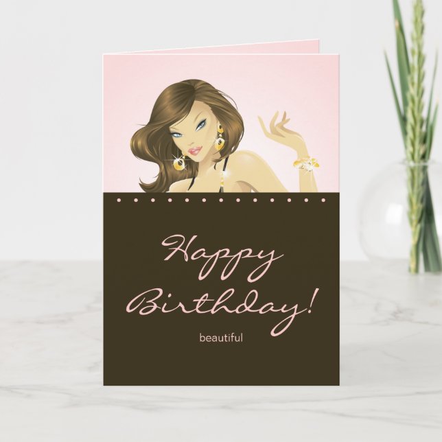 Pretty Woman Birthday Card Pink (Front)