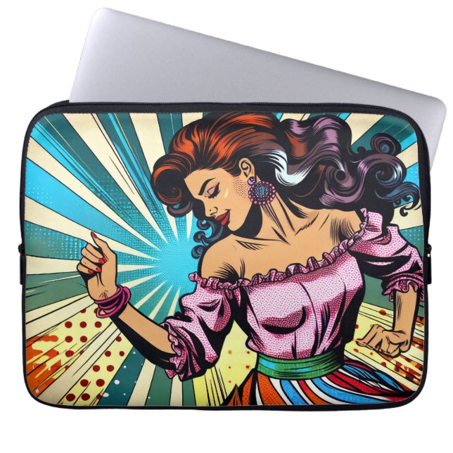 Pretty Woman Dancing Salsa Pop Art Laptop Sleeve (Front)