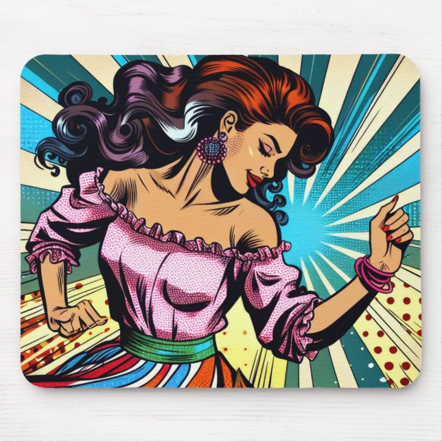 Pretty Woman Dancing Salsa Pop Art Mouse Mat (Front)