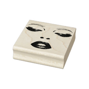 Pretty woman Face Eyes lips Fashion Makeup Art Rubber Stamp
