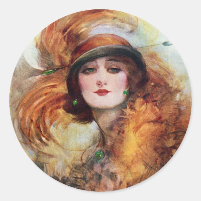 Pretty Woman Flapper Fashion 1920s Classic Round Sticker (Front)