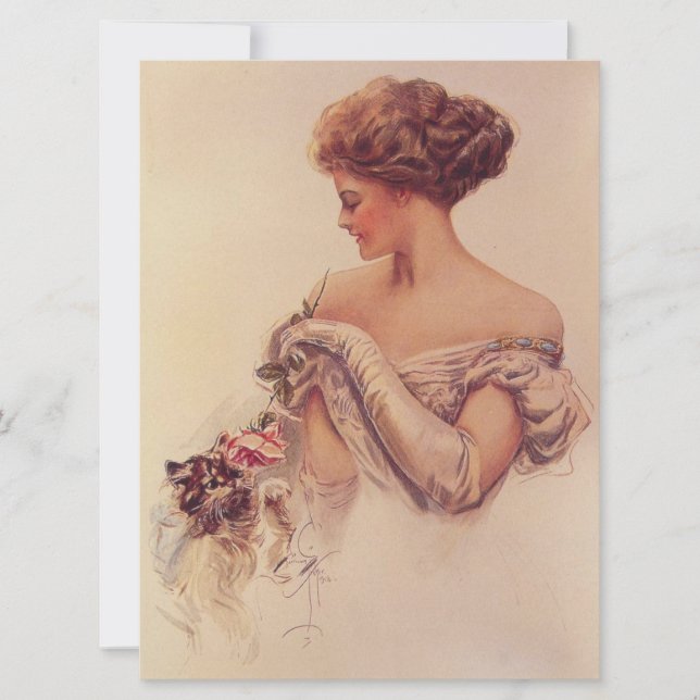 Pretty Woman Holding a Kitten Card (Front)