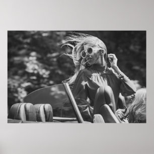 Pretty woman in convertible car poster