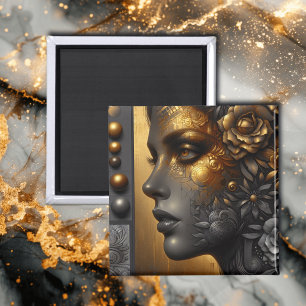 Pretty Woman in Gold Ethereal Magnet