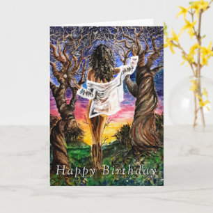 Pretty Woman In Nature Birthday Card