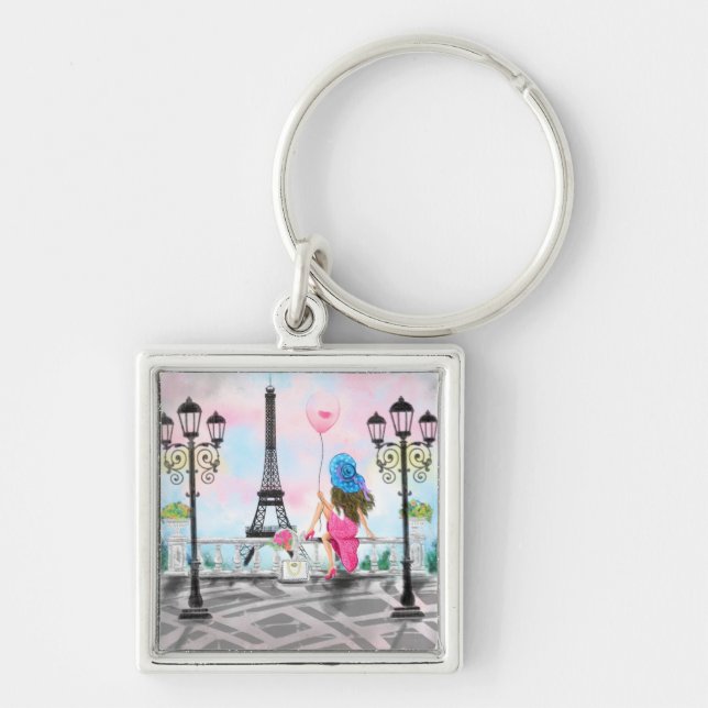 Pretty Woman In Paris Keychain Eiffel Tower (Front)