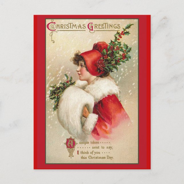 Pretty Woman in Scarlet Victorian Holiday Cards (Front)