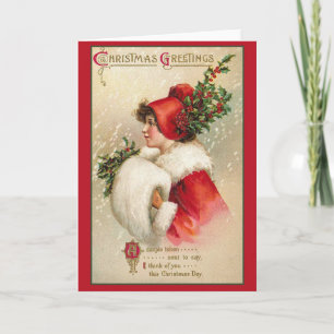 Pretty Woman in Scarlet Victorian Holiday Cards