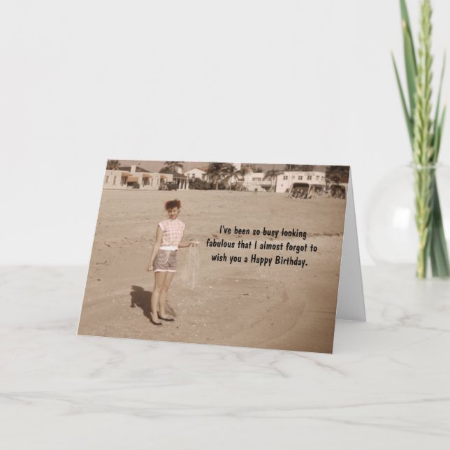 Pretty Woman on the Beach Birthday Humour Card (Front)