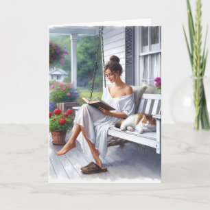 Pretty Woman Reading a Book Card