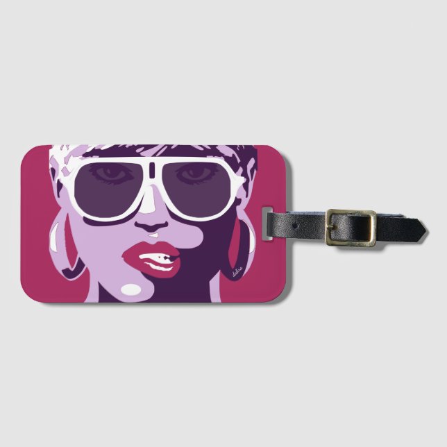 Pretty Woman with Pink lipstick Luggage Tag (Front Horizontal)