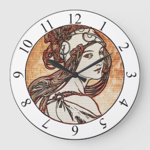 Pretty Women Alphonse Mucha Clock