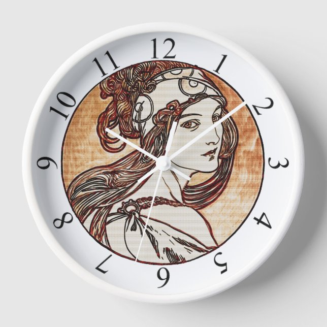 Pretty Women Alphonse Mucha Clock (Front)