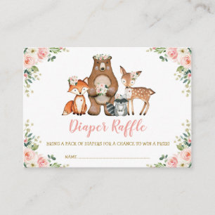 Pretty Woodland Blush Floral Baby Diaper Raffle Enclosure Card