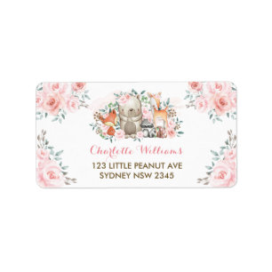 Pretty Woodland Forest Pink Floral Return Address Label