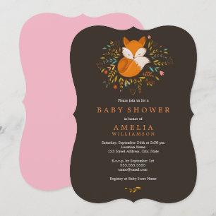 Pretty Woodland Fox Baby Shower Invitation